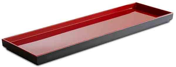 Serveerschaal GN 2/4 53.0x16.2x3.0cm Asia Plus Melamine Binnenkant Rood Glanzend Buitenkant Zwart Mat
