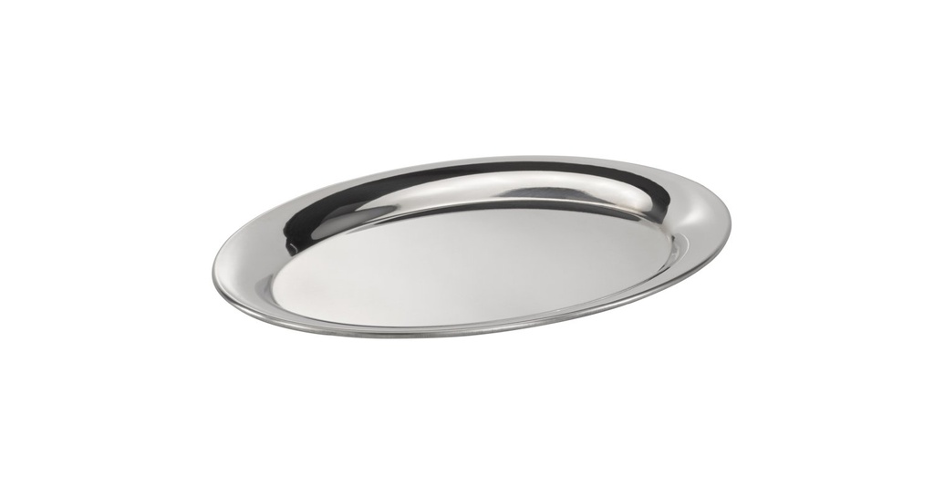 Kaffeehuis Dienblad met omgerolde rand Ovaal 20.0x14.5x0.5cm 18/8 RVS hoogglans gepolijst