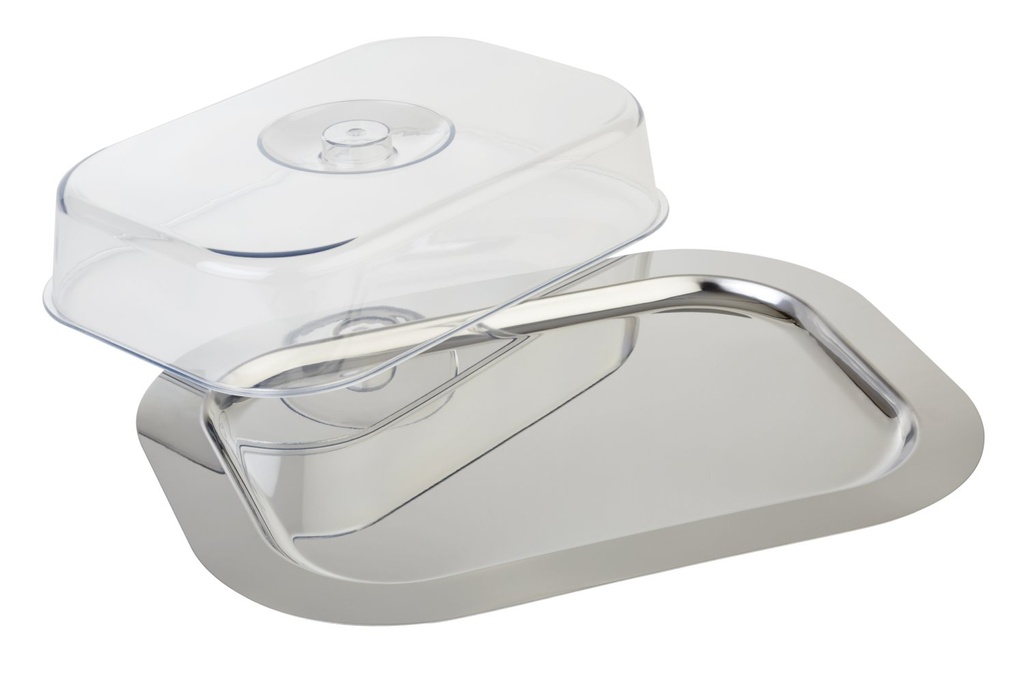 Presentatieschaal 42.0x31.0x8.5cm Finesse met Luran deksel zonder handgrepen RVS