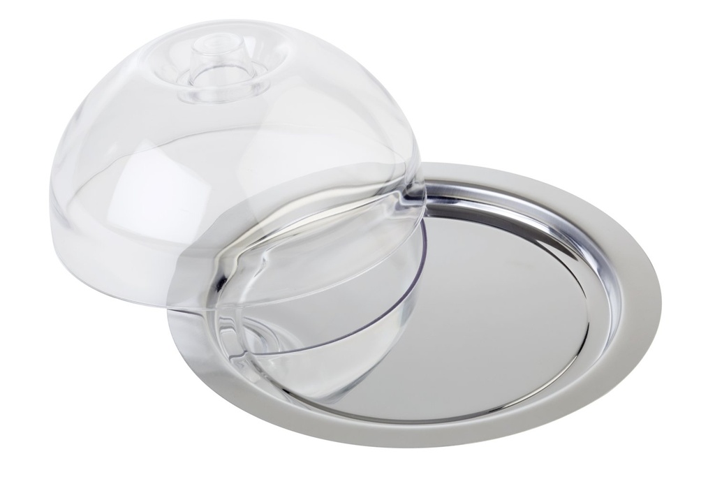 Serveerschaal met Luran deksel 22.5x22.5x9.5cm Finesse (kom 18.0cm zonder handgrepen) 18/8 RVS