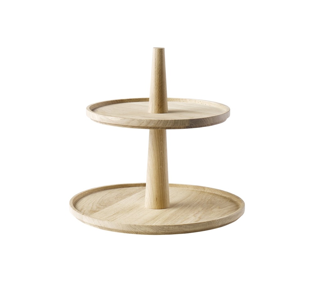 2-laags Etagère Ø30.0 cm / Ø25.0 cm 30.0x30.0x28.0cm Valo Geolied Eikenhout
