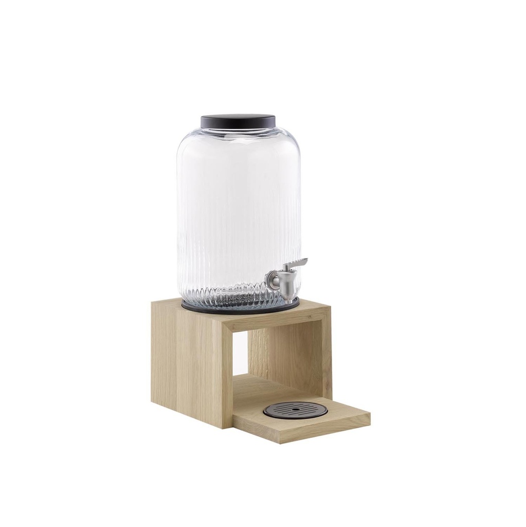 Drankdispenser met glazen reservoir en RVS tapkraan 3.8 liter 18.0x18.0x41.0cm Valo eikenhout