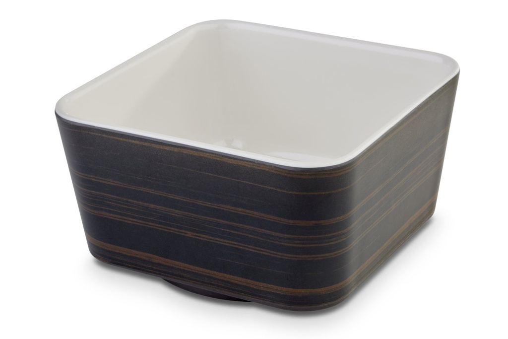 Kom melamine 13.0x13.0x7.0cm Plus-13 crèmekleurig eikenhout decor binnenzijde glanzend buitenzijde mat APS