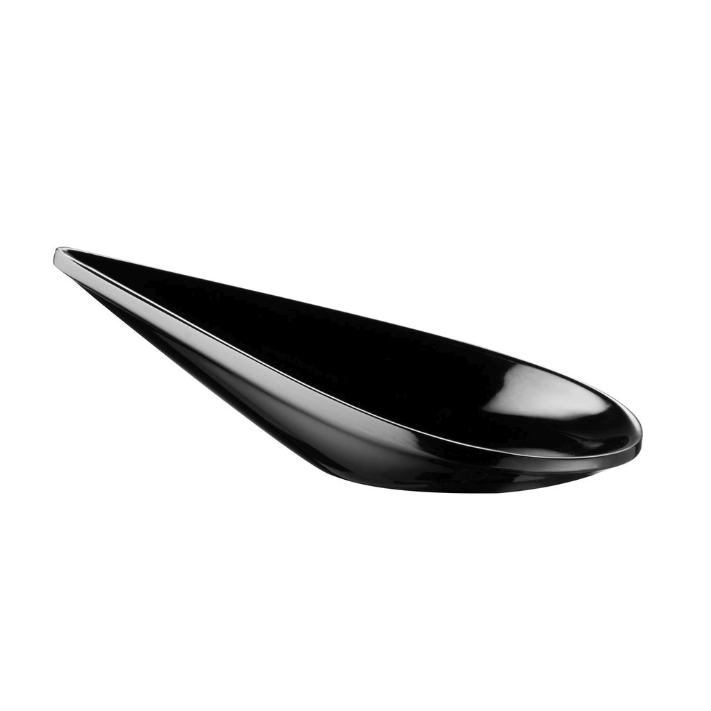 Melamine amuselepel 10.5x5.5x3.0cm druppel zwart per 12 stuks