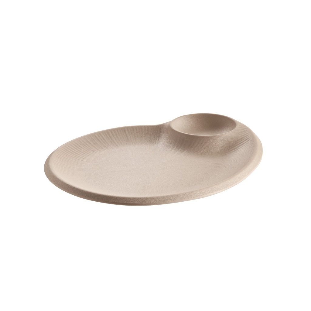 Melamine bord met geïntegreerd dipbakje Ø 9.0 cm 30.0x25.0x2.5cm Nero zandkleurig zwart