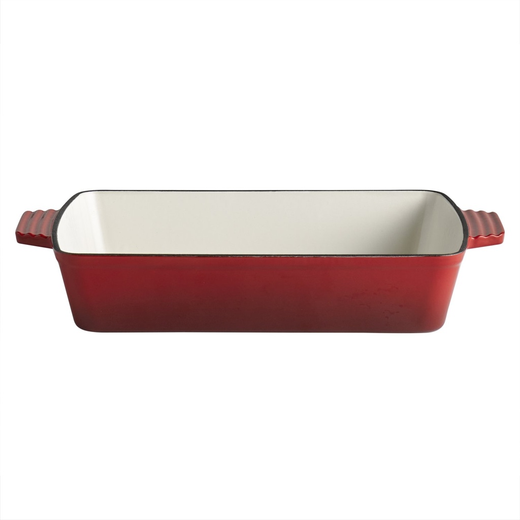 Braadpan 33.0x24.0x6.5cm 5 Stars crème geëmailleerd gietijzer met rode binnenzijde