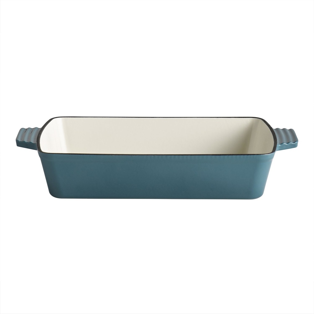Braadpan 33.0x24.0x6.5cm Turquoise/crème geëmailleerd gietijzer