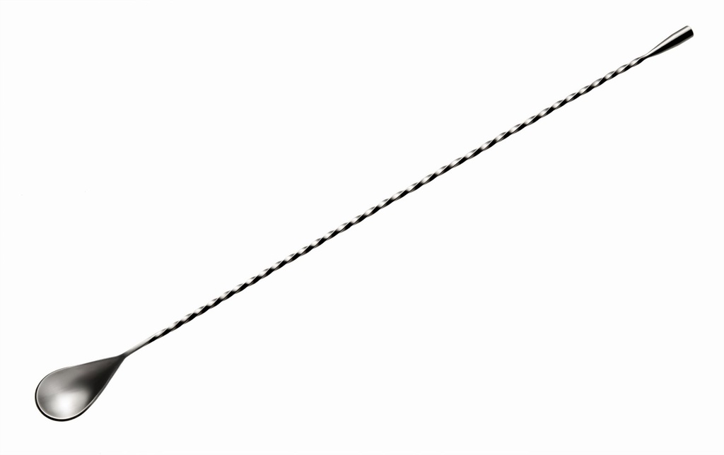 Cocktaillepel met gedraaid handvat en druppelvormig uiteinde 44.0x2.5x0.5cm RVS