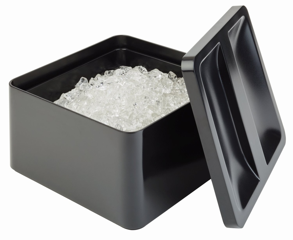 Ijsbak met SAN deksel en polypropyleen inzetstuk met uitneembaar uitlekrooster 27.0x27.0x15.0cm