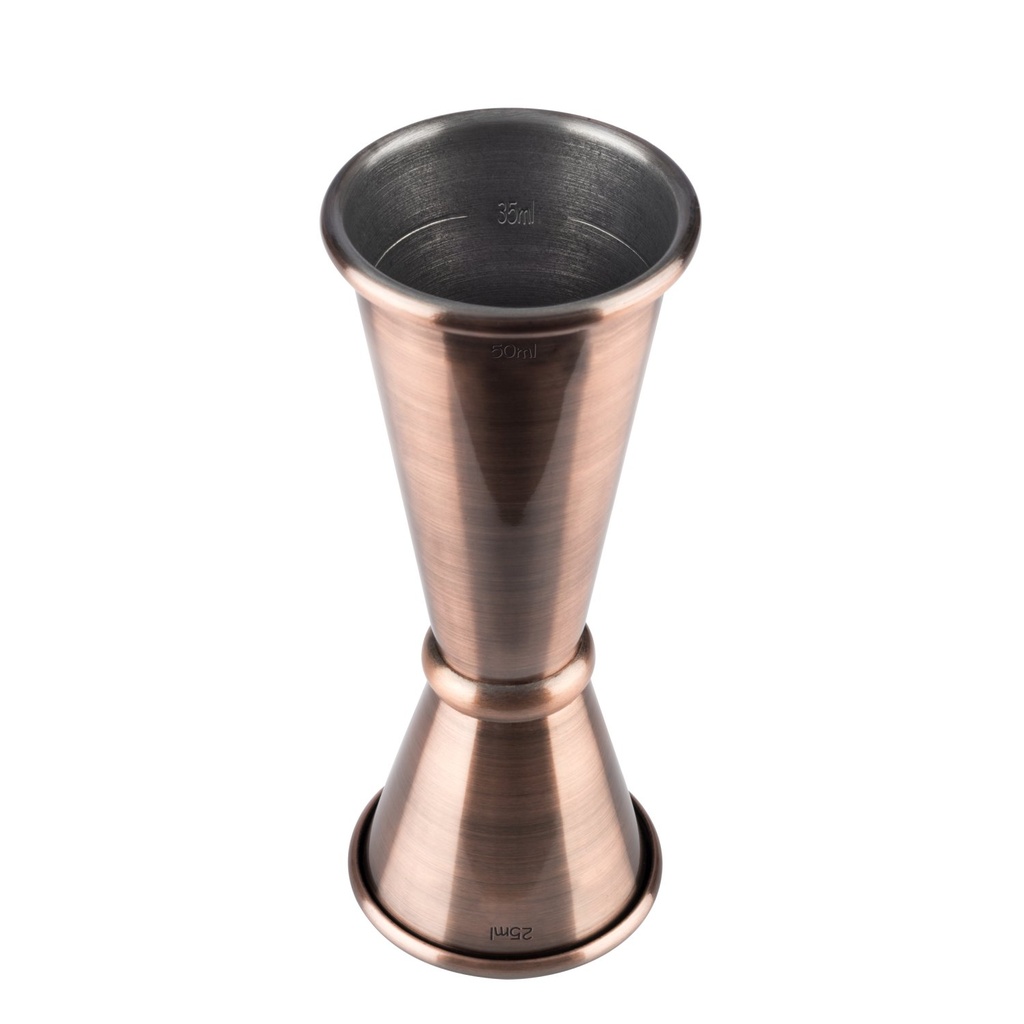 Jigger 25.0/50.0 ml 4.5x4.5x11.5cm RVS antieke look koperkleurig