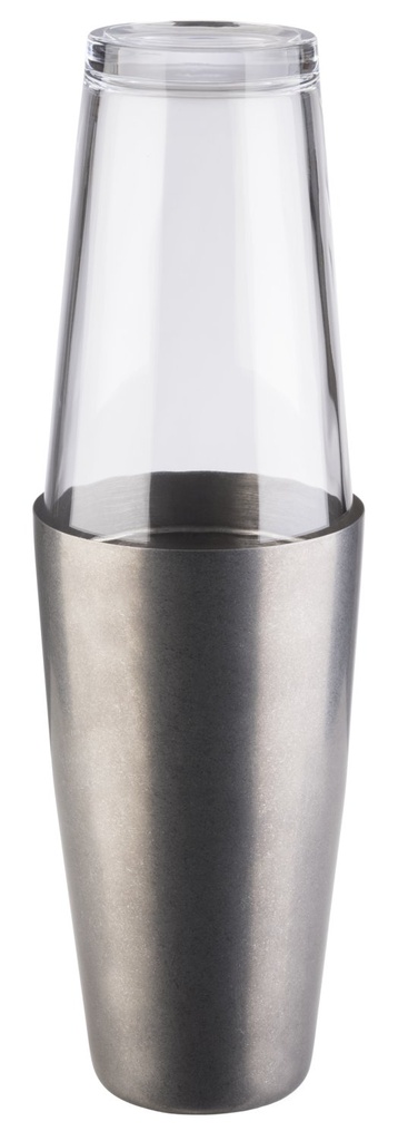 Boston shaker 2-delige set ∅ 9.5xH 30.0cm vintage look roestvrijstalen beker 700.0ml en glas 400.0ml