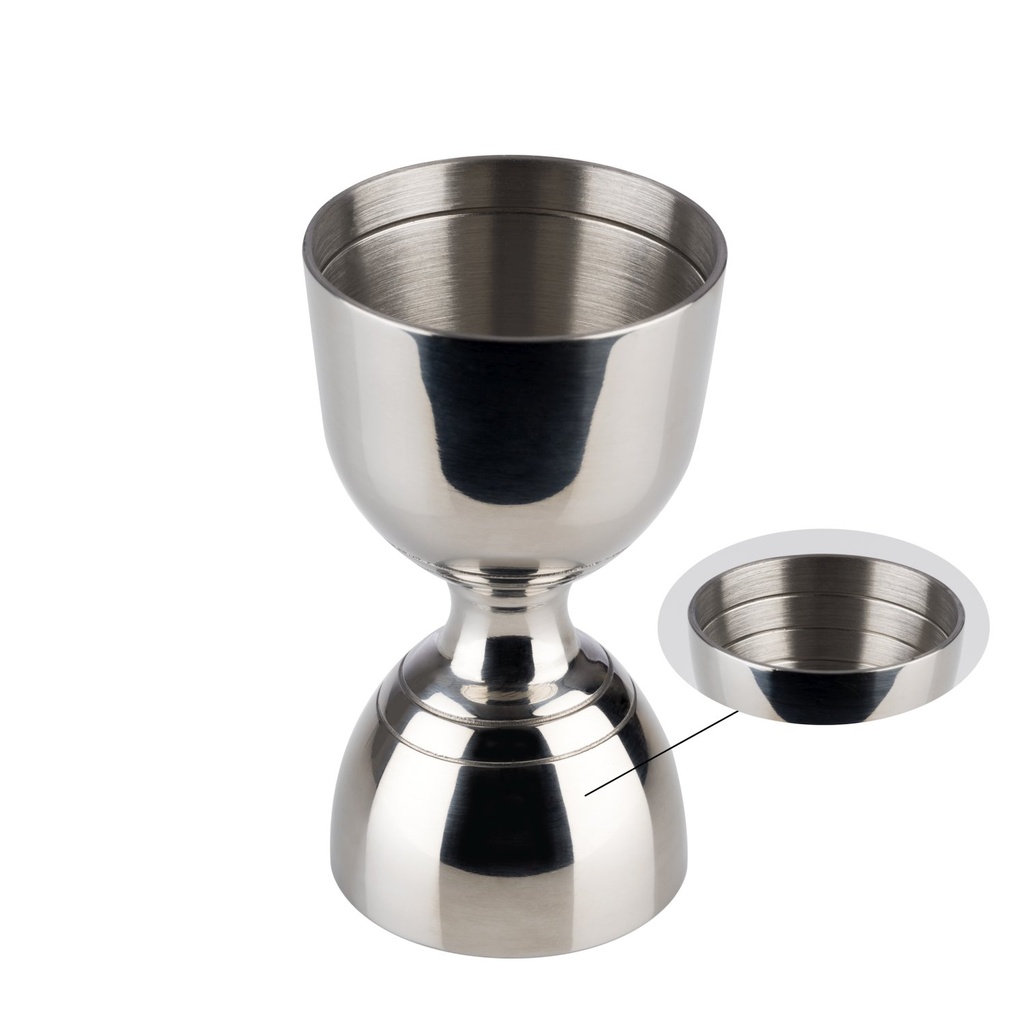 Jigger 30.0/60.0 ml met vullijn 5.0x5.0x9.0cm rvs