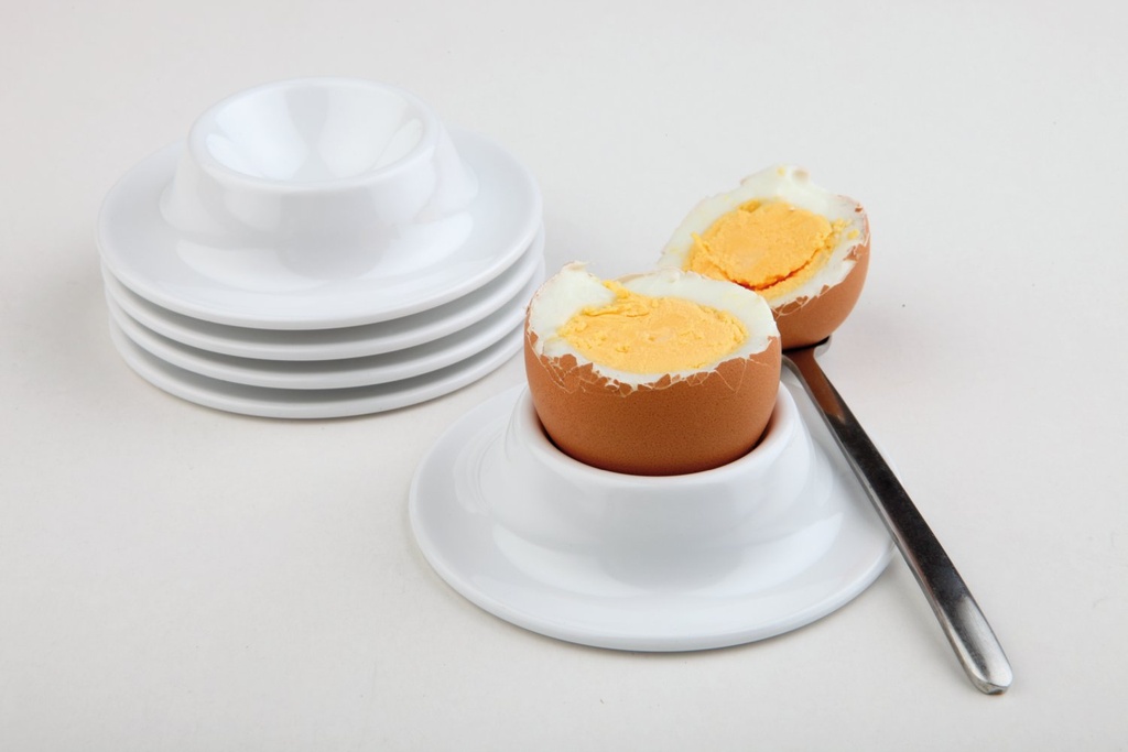 Eierdop Eggy wit 4-delige set 8.5x2.0cm hoog (set 8.5x8.5x4.5cm) melamine
