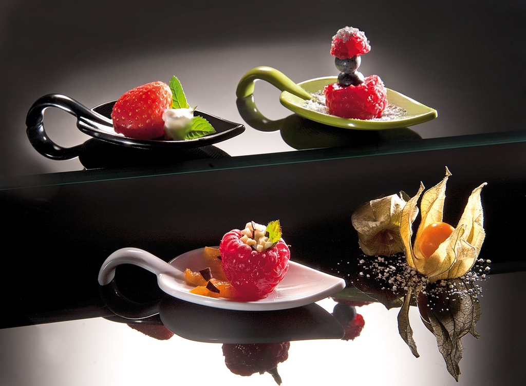 Amuselepel bladvormig melamine 10.0x4.5x1.0cm wit 50 stuks