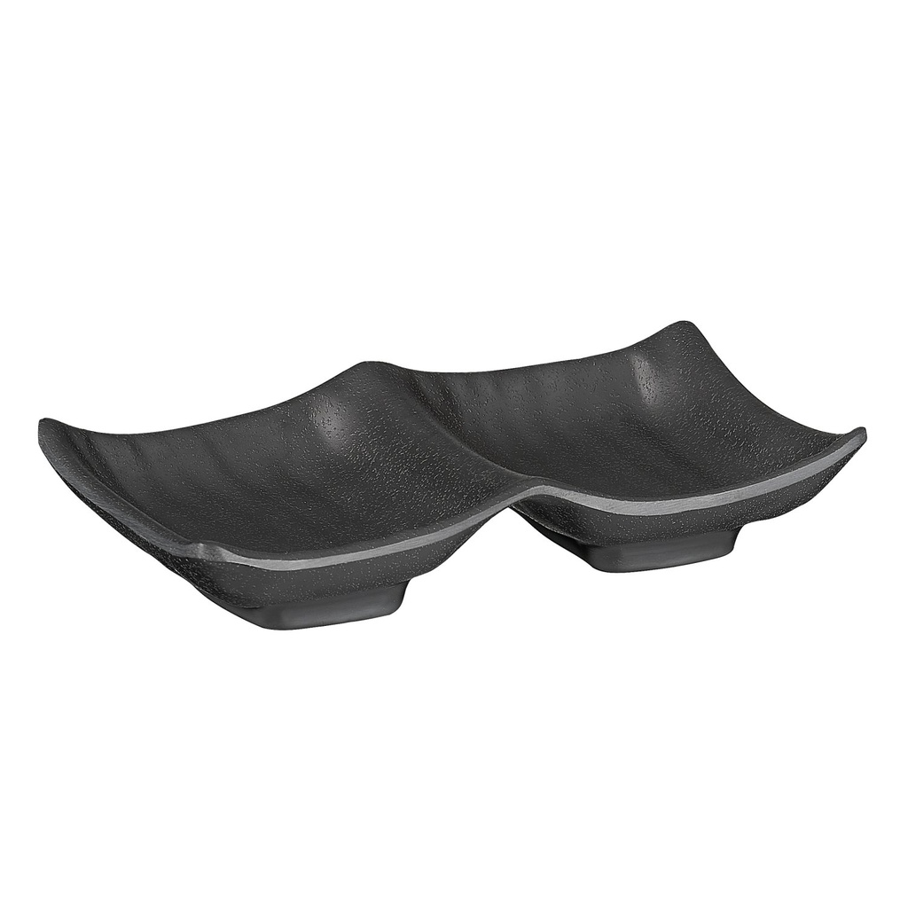 Schaal Zen zwart steenlook 2x 50.0 ml 14.0x9.0x2.5cm melamine