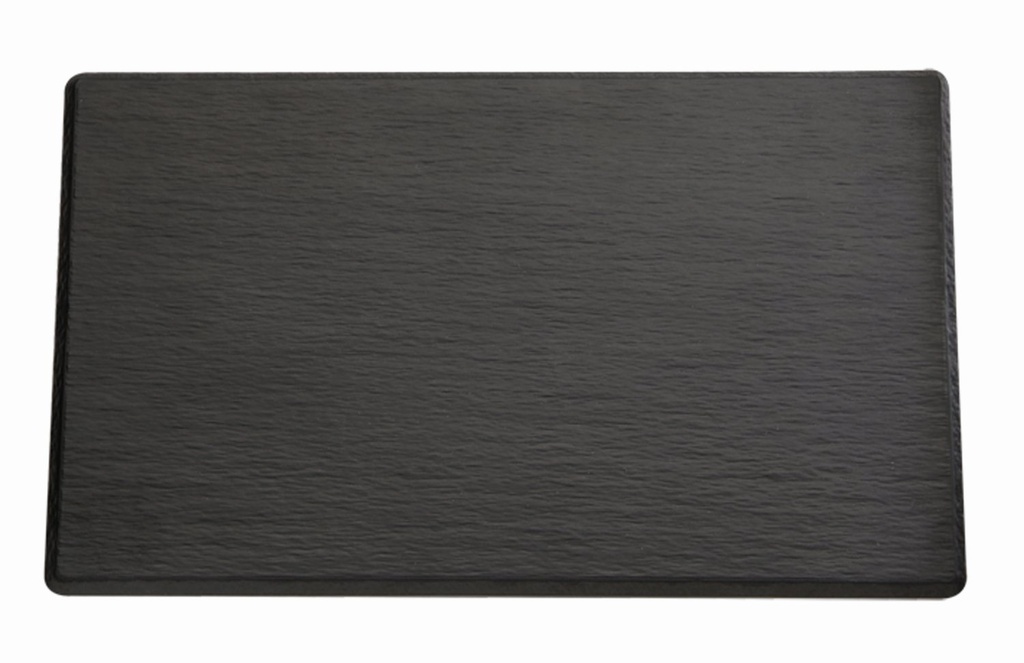 Melamine serveerschaal GN 1/3 32.5x17.5x1.2cm leisteenlook zwart met antislipvoetjes