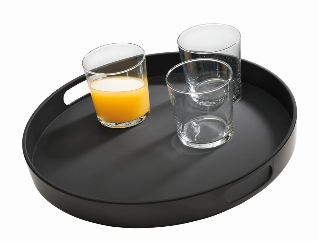 Dienblad melamine antislip met 2 open handgrepen stapelbaar 35.5x35.5x4.5cm Bistro zwart