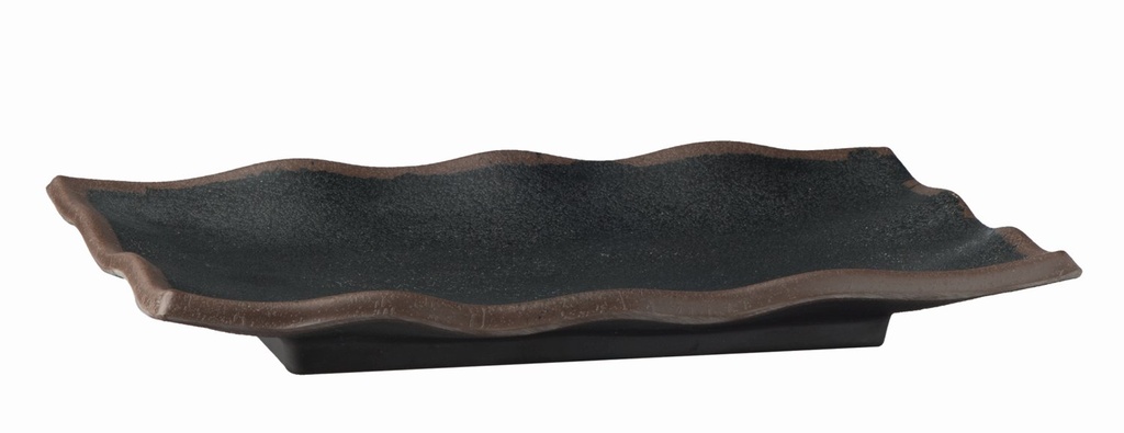 Marone Serveerschaal zwart met bruine rand 22.5x15.0x3.0cm melamine