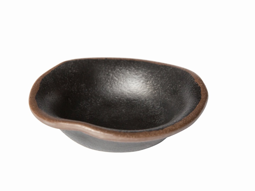 Kom Ø11.5xH3.0cm 0.04L Marone melamine zwart met bruine rand