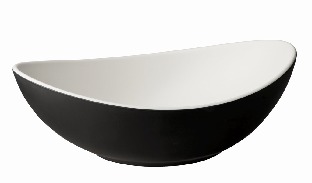 Melamine kom 17.5x13.5x6.5cm wit/zwart halftoon