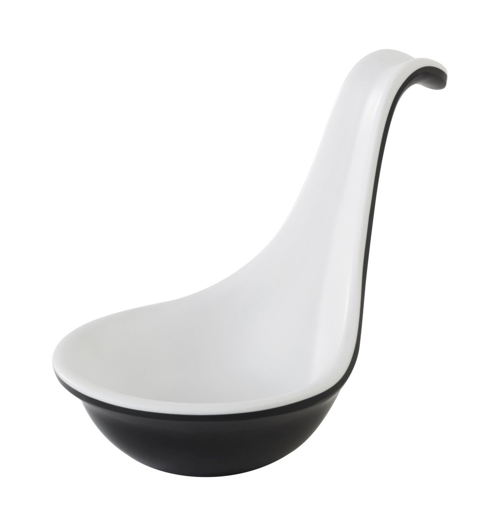 Melamine amuselepel 10.0x5.5x7.0cm Halftoon zwart/wit