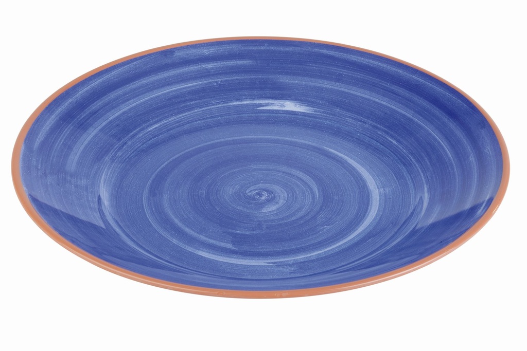 Melamine Serveerschaal La Vida 32.0x32.0x3.5cm naturelkleurige binnenkant met blauw decor