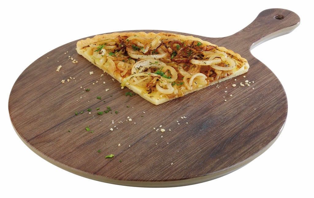 Melamine dienblad 42.0x30.0x1.5cm eikenlook met structuur en eiken handgreep 12.0 cm