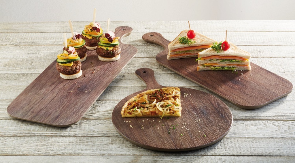 Dienblad melamine gestructureerd met greep 61.0x20.0x1.5cm eikenlook