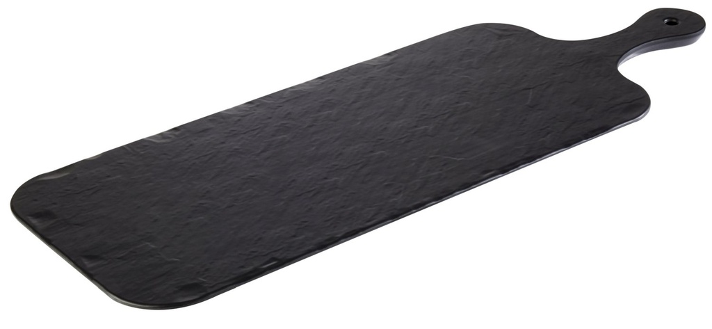 Dienblad 61.0x20.0x1.5cm en 13.0cm handvat melamine met gestructureerd leisteen-effect zwart