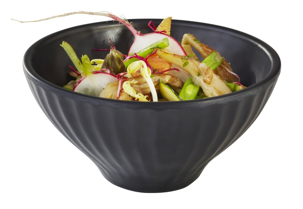 Melamine Kom 0.2 L 12.0x12.0x6.0cm Aiko Zwart steengoed-look