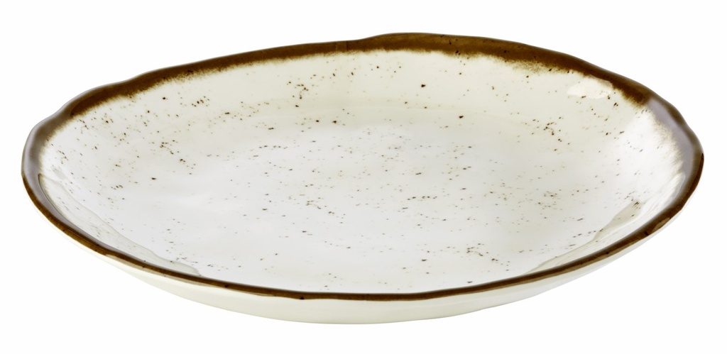 Melamine diep bord 24.5x23.5x4.0cm Stone Art wit met bruine rand