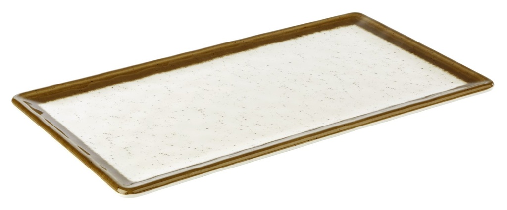 Melamine schaal GN 1/3 32.5x17.6x1.5cm Stone Art bruin met witte rand