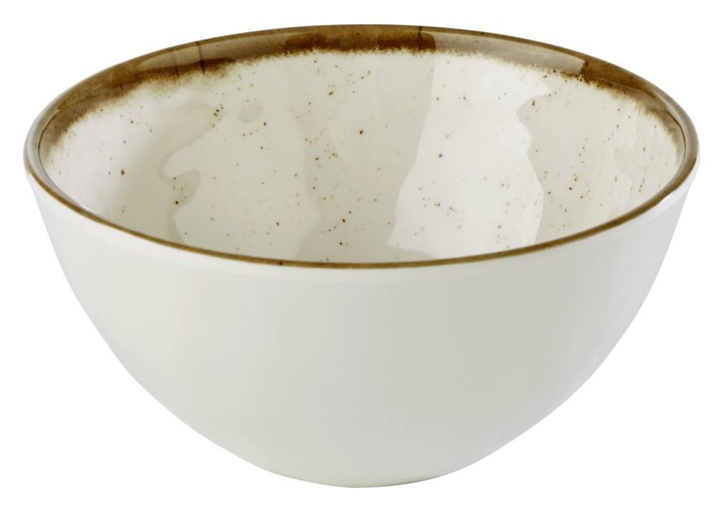 Kom 15.0x7.5cm 0.6 liter Stone Art decor bruin met witte rand melamine