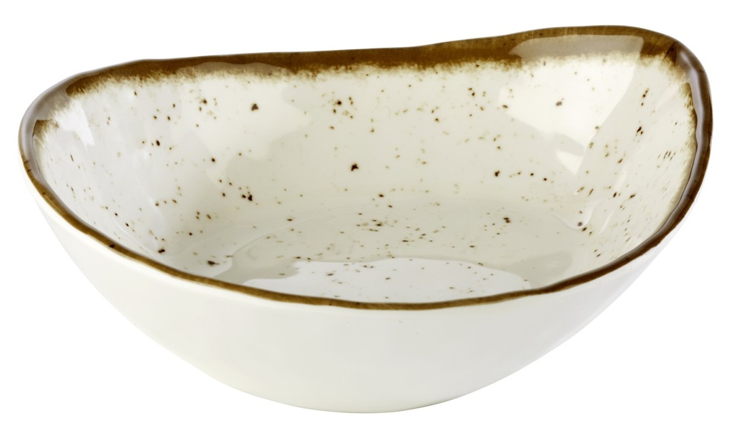 Schaal 23.0x19.0x6.5cm Stone Art bruin met witte rand melamine binnenzijde