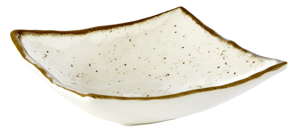 Schaal 19.0x19.0x6.0cm Stone Art bruin met witte rand melamine binnenzijde