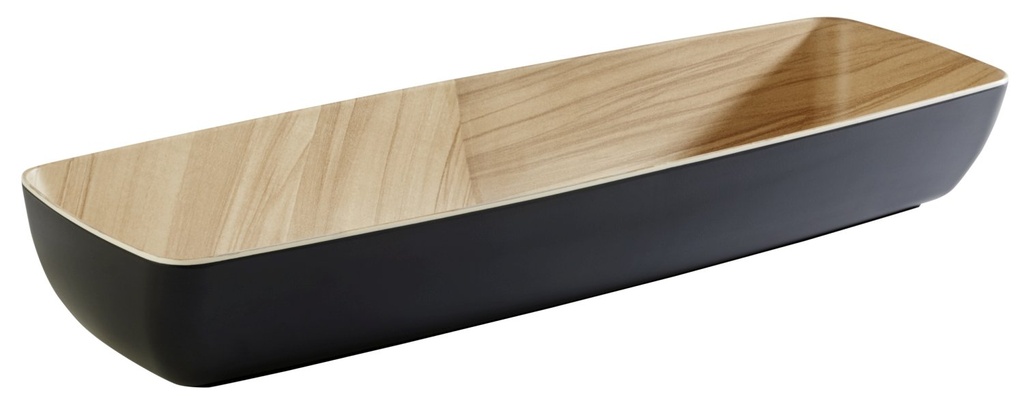 GN 2/4 schaal 53.0x16.2x7.5cm Frida melamine houtlook binnenzijde zwart buitenzijde