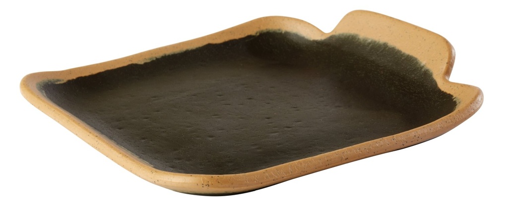 Bord 14.0x13.0x2.5cm Crocker melamine bruin met lichtbruine rand