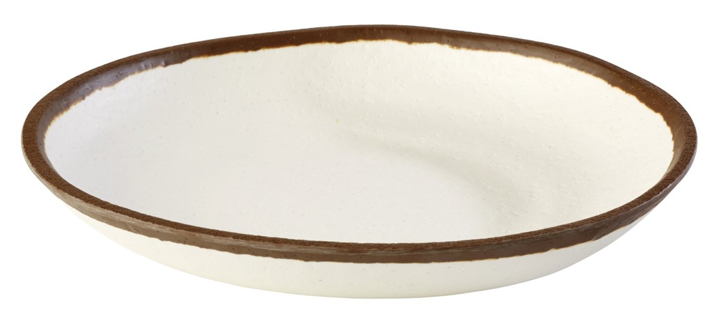 Melamine bord 20.5x20.5x3.0cm Crocker crème met bruine rand 0.5 liter