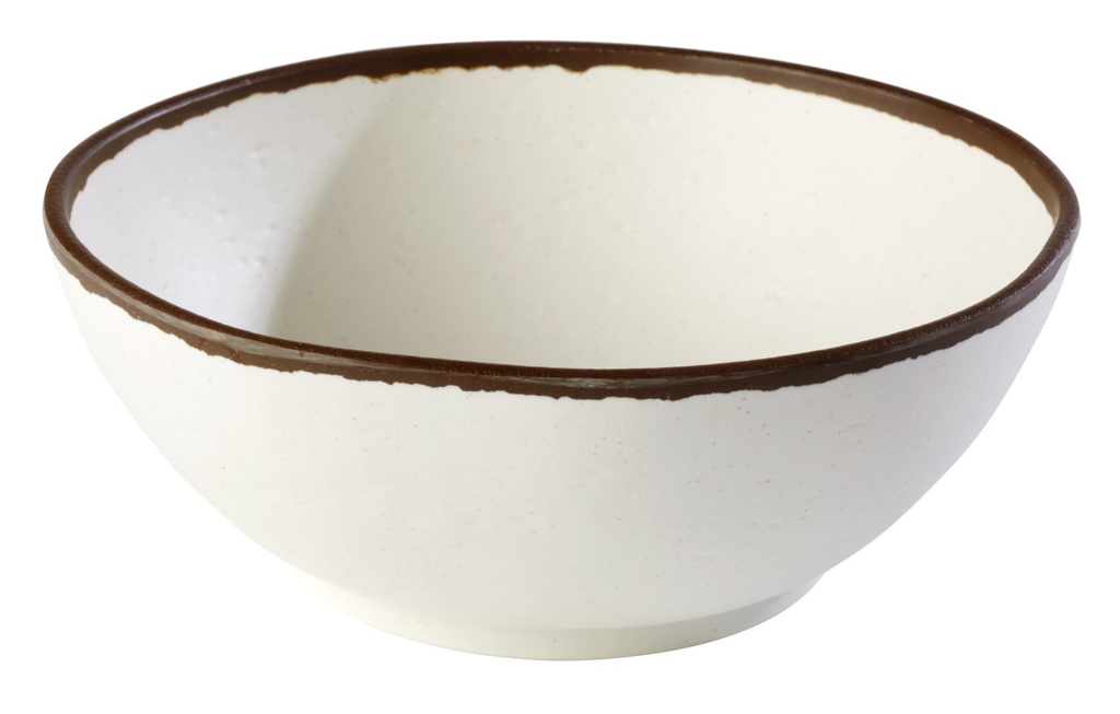 Melamine Kom 21.0Øx8.0 hoog cm 1.45 liter Crocker crème met bruine rand