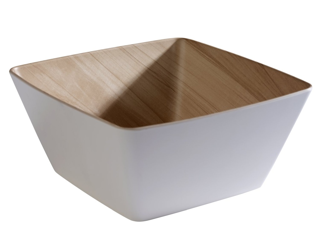 Kom 25.0x25.0x12.0cm Frida wit melamine binnenzijde houtlook buitenzijde