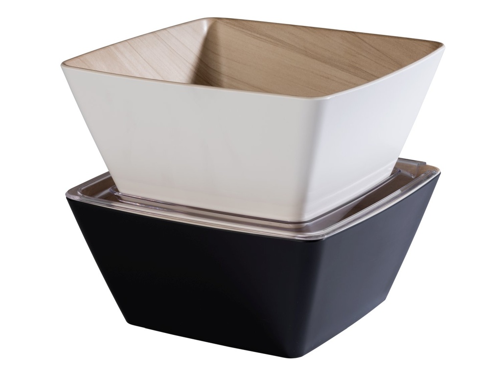 Schaal 25.0x25.0x12.0cm Frida melamine binnenzijde houten afwerking buitenzijde zwart