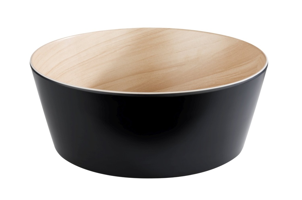 Kom Ø26.5xH10.5cm Frida melamine binnenkant houtoptiek buitenkant zwart