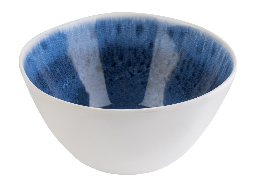 Melamine kom Ø 15.0xH 7.5cm 0.6 liter Blauw Oceaan Blauw Wit