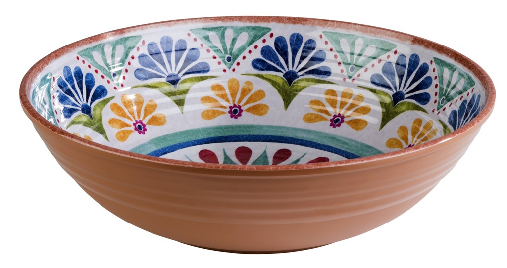 Melamine Kom 31.0x31.0x9.0cm 3.0 liter Arabesk Decor binnenkant terracotta-look buitenkant