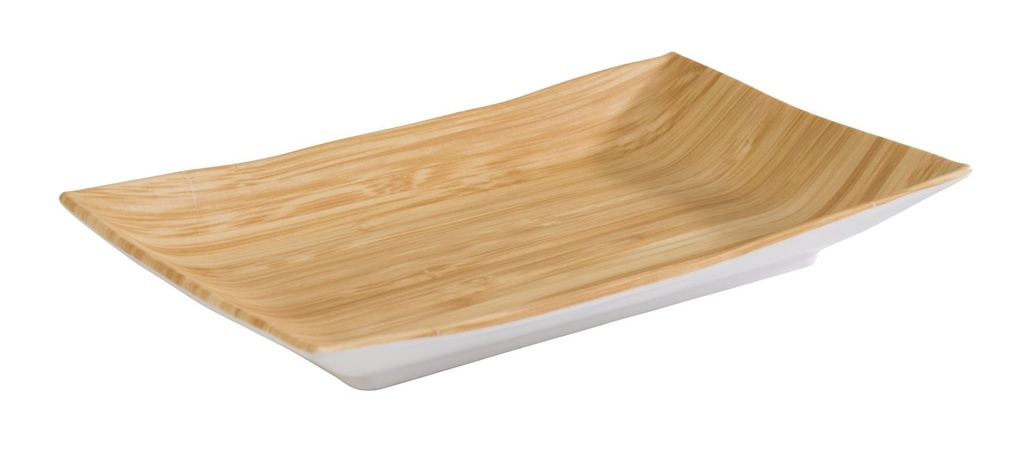Dienblad 21.0x13.0x3.0cm bamboe-look melamine wit