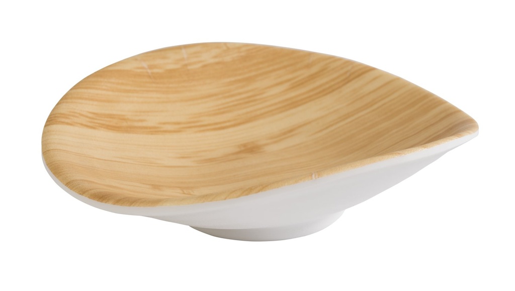 Melamine kom 10.5x10.0x3.0cm bamboe look wit