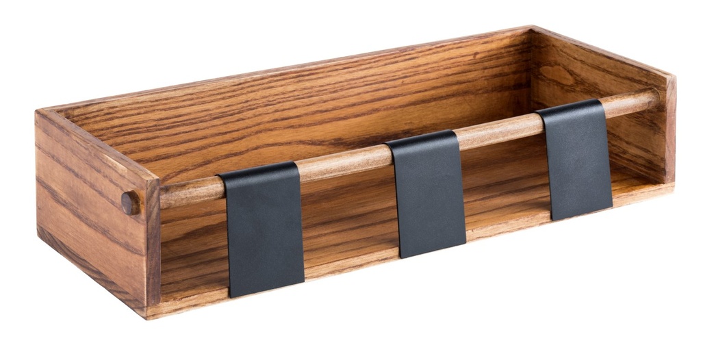 Eikenhouten presentatiestation 40.0x16.0x9.0cm inclusief 3 metalen labels