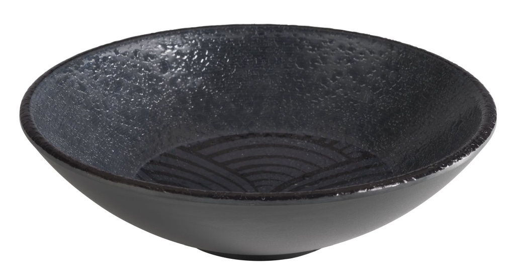 Kom Ø 17.5xH 5.0cm 0.5 liter Dark Wave zwart binnenzijde melamine buitenzijde decor