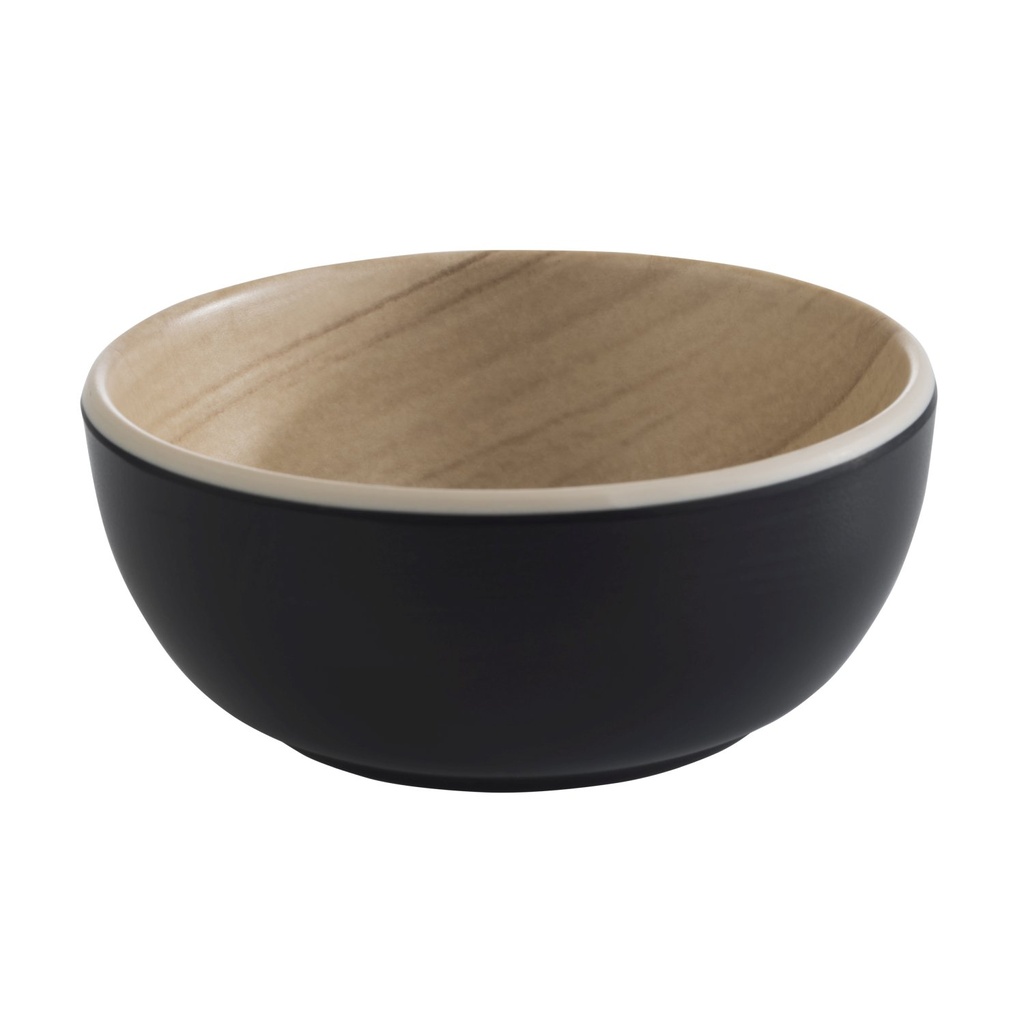 kom Ø8.5xH3.5cm Frida binnenzijde houtlook buitenzijde zwart Melamine