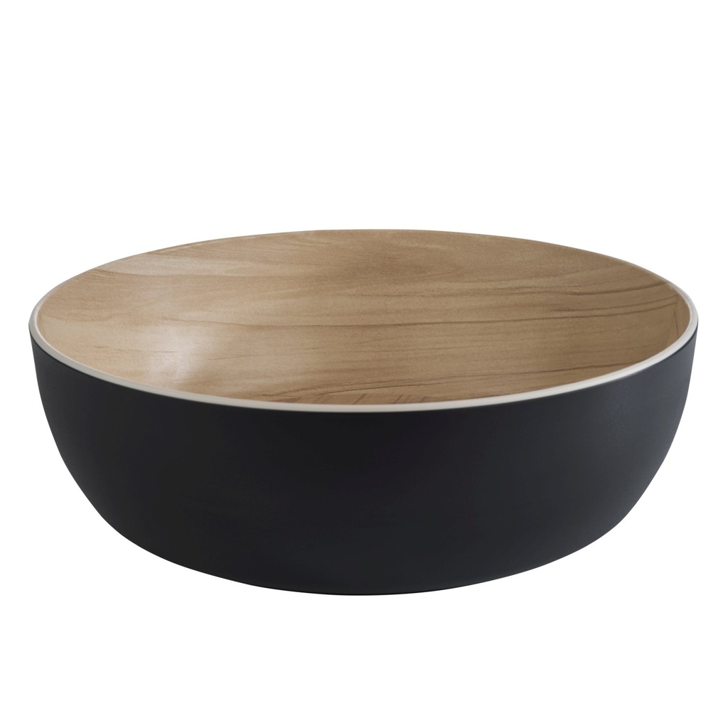 Schaal Frida 30.0x30.0x9.5cm melamine binnenzijde houtoptiek buitenzijde zwart